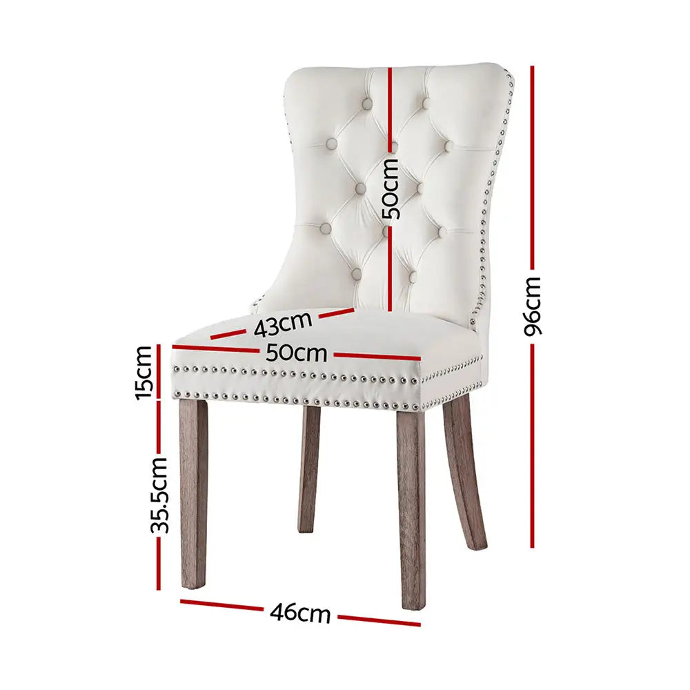 1 Set of 2 Artiss Dining Chairs Beige Velvet - Furniture > Dining > Kitchen & Dining Chairs