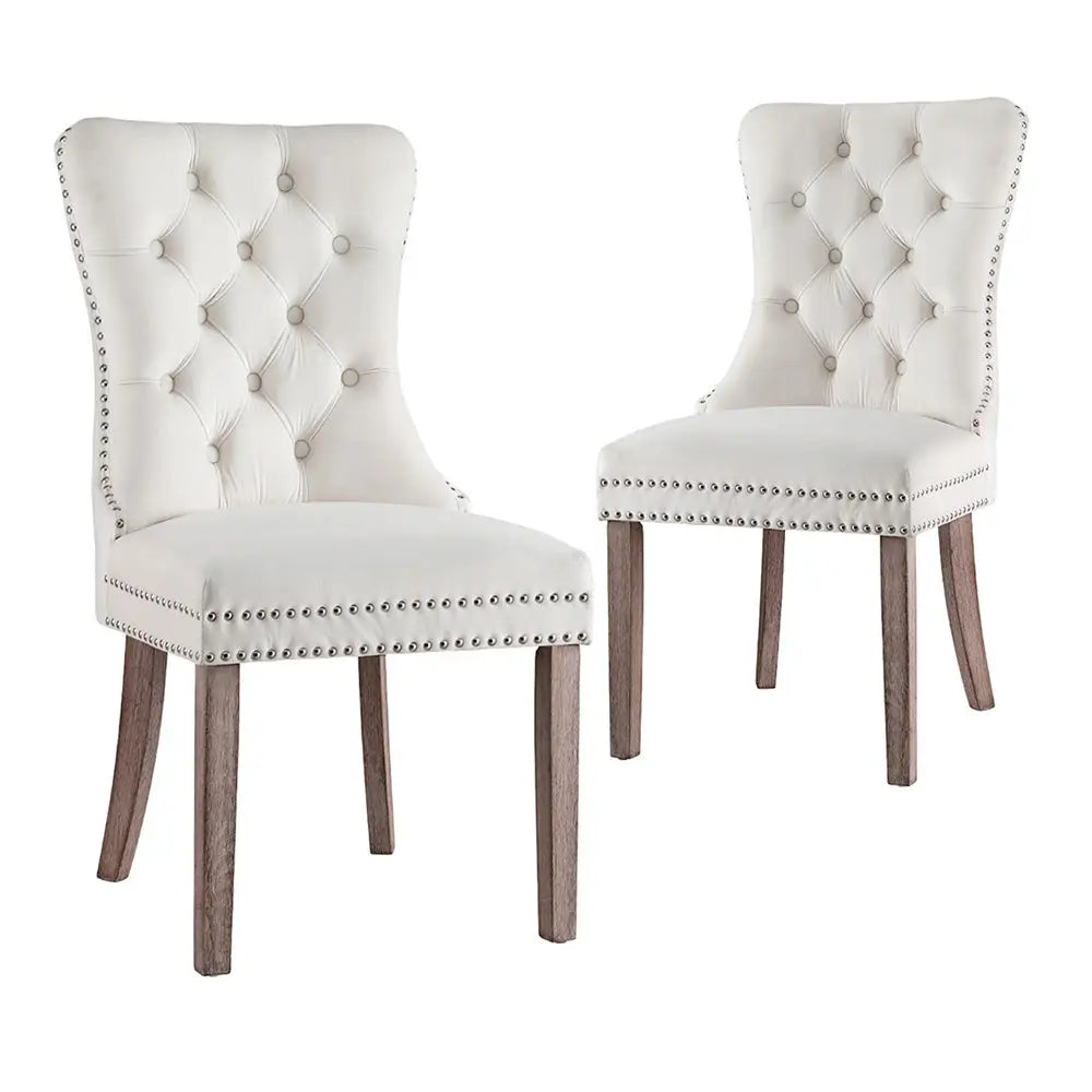 1 Set of 2 Artiss Dining Chairs Beige Velvet - Furniture > Dining > Kitchen & Dining Chairs