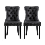 1 Set of 2 Artiss Dining Chairs Black Leather - Furniture > Dining > Kitchen & Dining Chairs