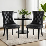 1 Set of 2 Artiss Dining Chairs Black Leather - Furniture > Dining > Kitchen & Dining Chairs