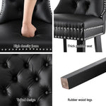 1 Set of 2 Artiss Dining Chairs Black Leather - Furniture > Dining > Kitchen & Dining Chairs
