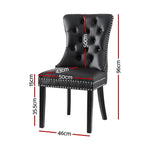 1 Set of 2 Artiss Dining Chairs Black Leather - Furniture > Dining > Kitchen & Dining Chairs