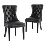 1 Set of 2 Artiss Dining Chairs Black Leather - Furniture > Dining > Kitchen & Dining Chairs