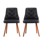 1 Set of 2 Artiss Dining Chairs Black PU - Furniture > Dining > Kitchen & Dining Chairs