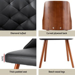 1 Set of 2 Artiss Dining Chairs Black PU - Furniture > Dining > Kitchen & Dining Chairs