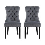 1 Set of 2 Artiss Dining Chairs Grey Velvet - Furniture > Dining > Kitchen & Dining Chairs