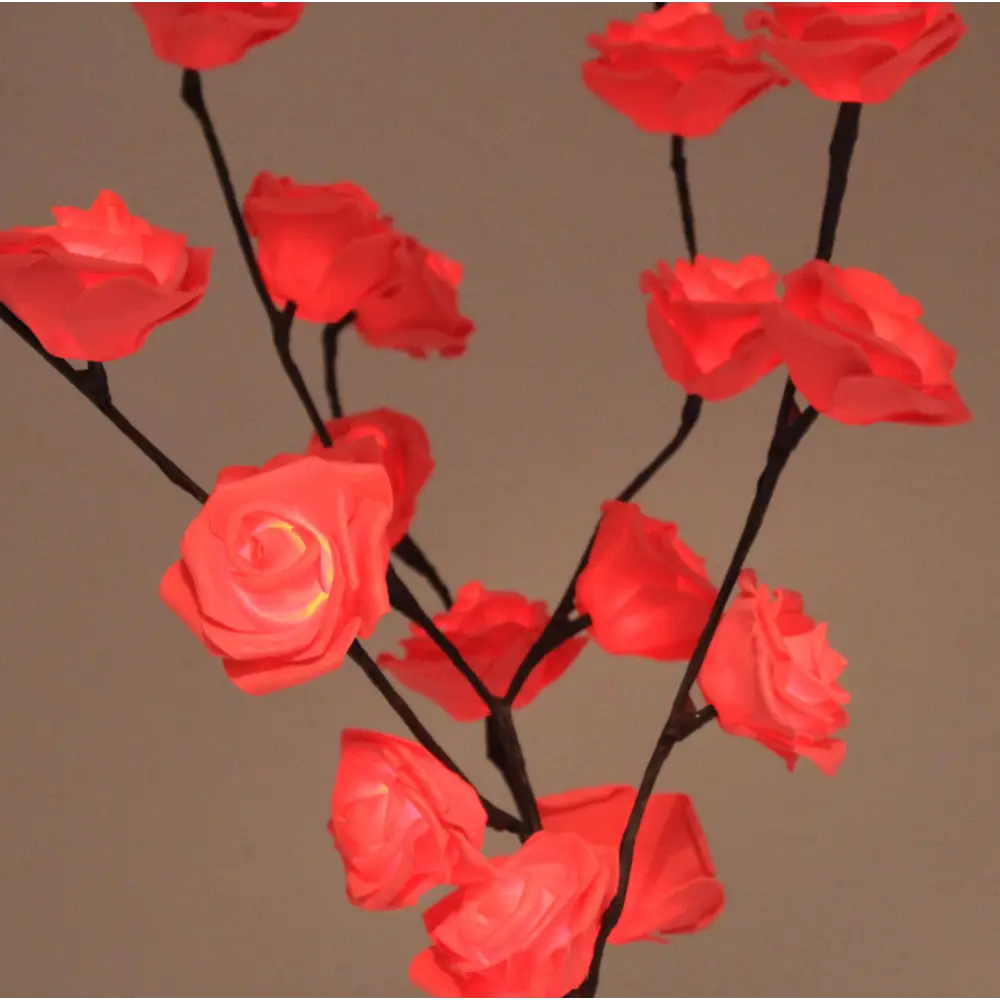 1 Set of 50cm H 20 LED Red Rose Tree Branch Stem Fairy Light Wedding Event Party Function Table Vase Centrepiece