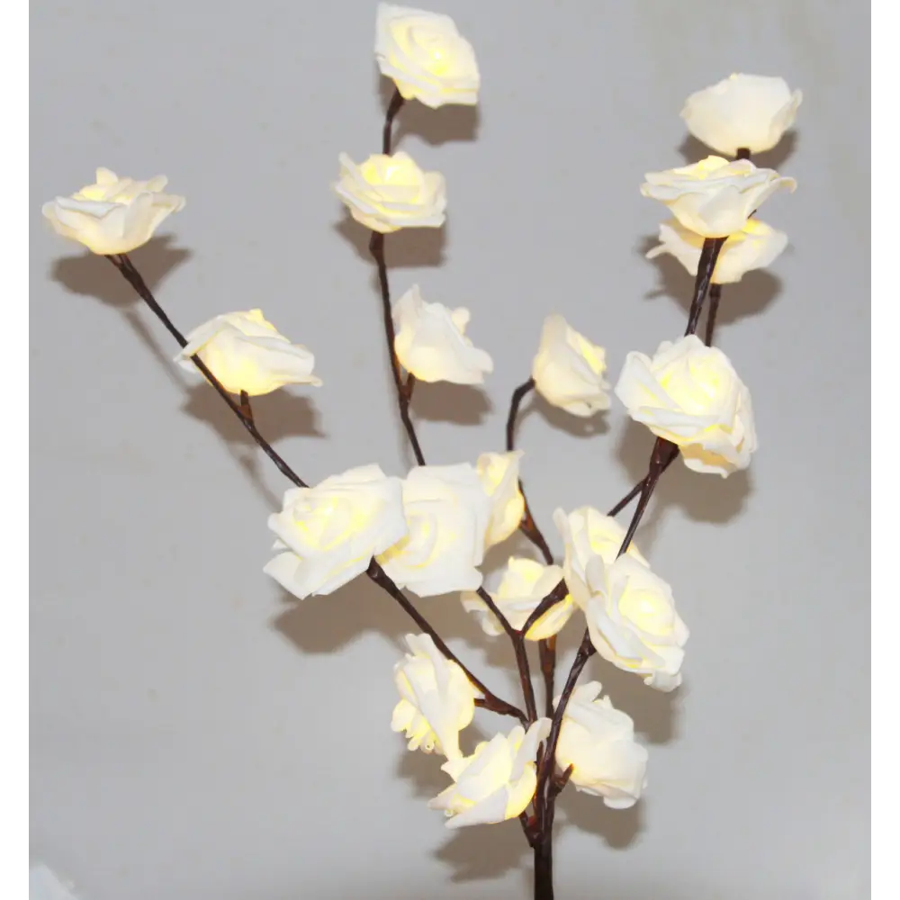 1 Set of 50cm H 20 LED White Rose Tree Branch Stem Fairy Light Wedding Event Party Function Table Vase Centrepiece