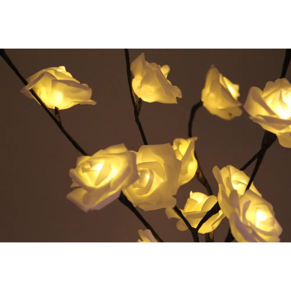 1 Set of 50cm H 20 LED White Rose Tree Branch Stem Fairy Light Wedding Event Party Function Table Vase Centrepiece