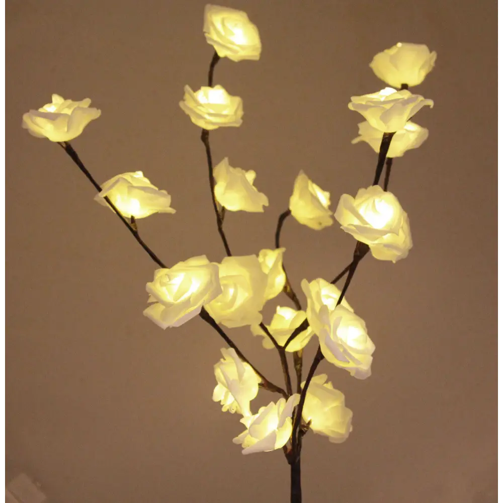 1 Set of 50cm H 20 LED White Rose Tree Branch Stem Fairy Light Wedding Event Party Function Table Vase Centrepiece