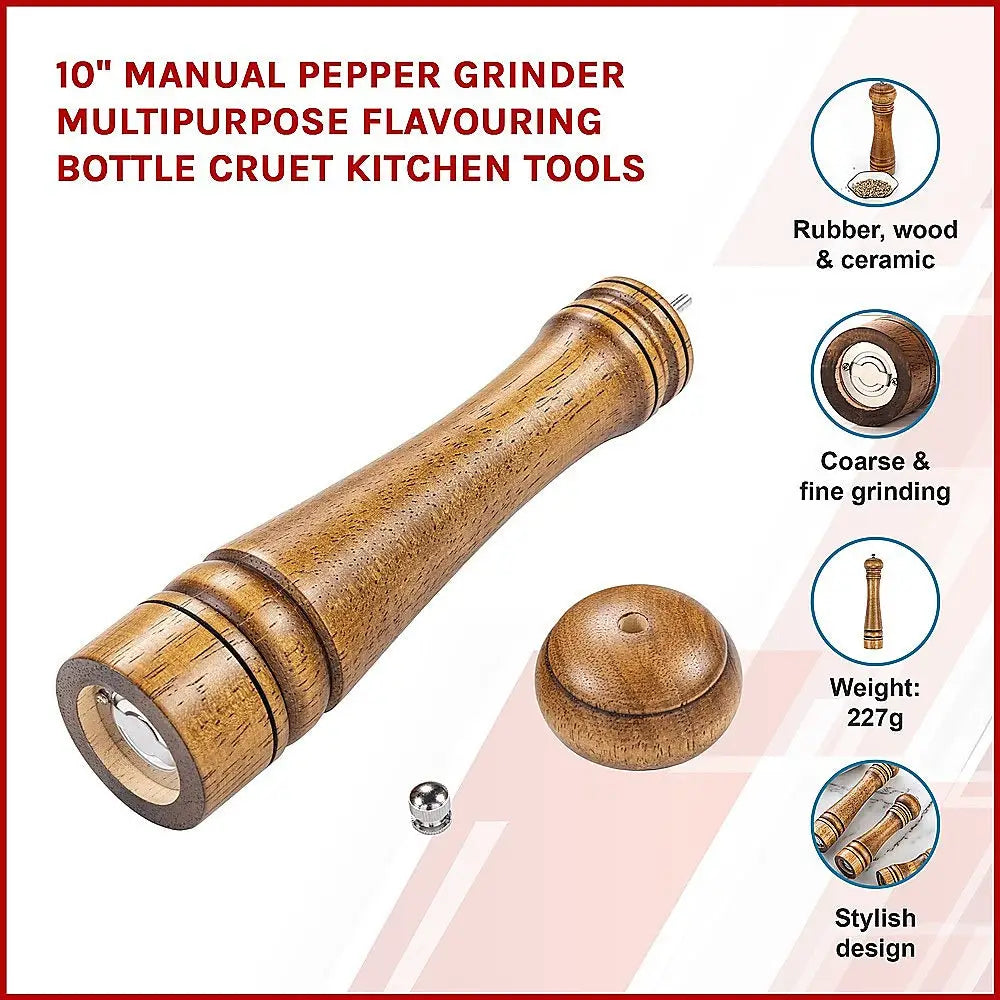 10’’ Manual Pepper Grinder Multipurpose Flavouring Bottle Cruet Kitchen Tools - Home & Garden > Kitchenware