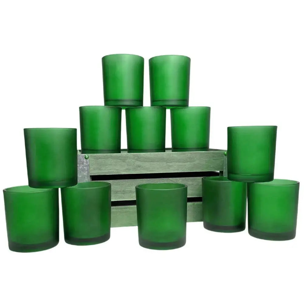 10 Pack Green Frosted Glass Votive Candle Holders Table Centreoieces Xmas Wedding Anniversary Event Recption Party