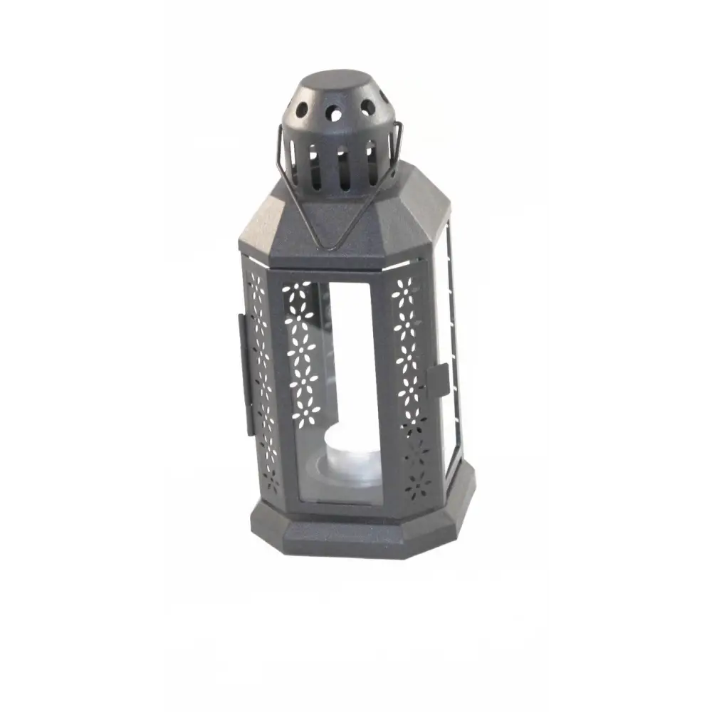 10 Pack of Dark Grey Metal Miners Lantern Summer Wedding Home Party Room Balconey Deck Decoration 21cm Tealight Candle