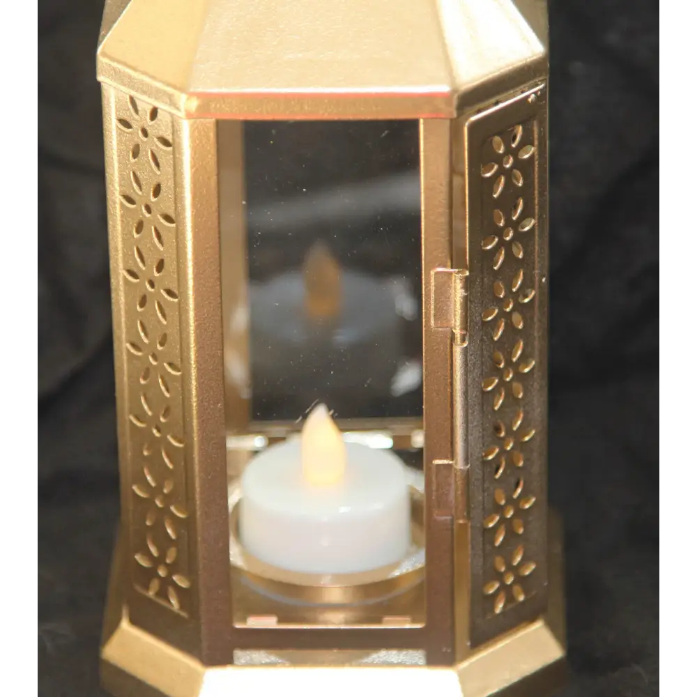 10 Pack of Gold Metal Miners Lantern Summer Xmas Wedding Home Party Room Balconey Deck Decoration 21cm Tealight Candle