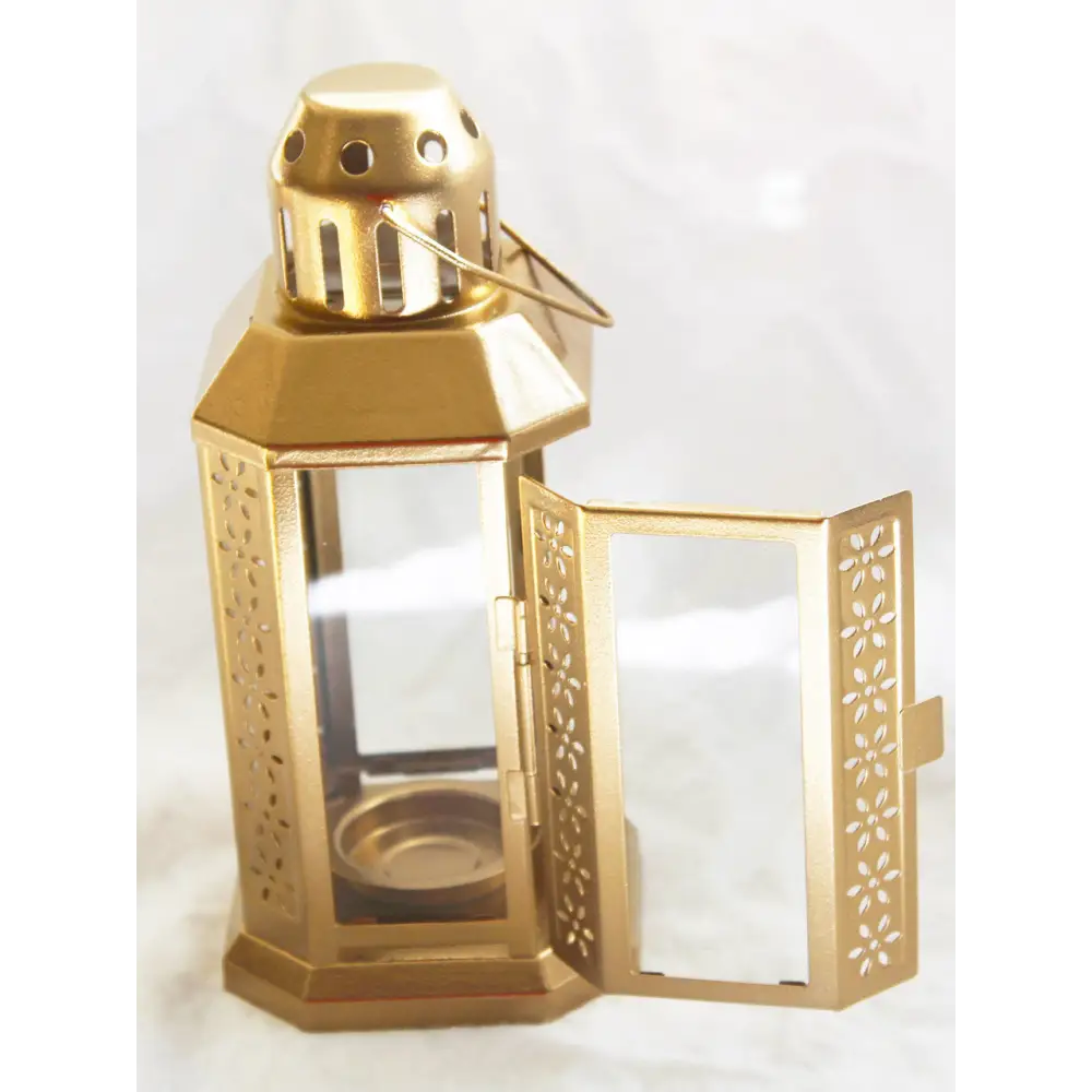 10 Pack of Gold Metal Miners Lantern Summer Xmas Wedding Home Party Room Balconey Deck Decoration 21cm Tealight Candle