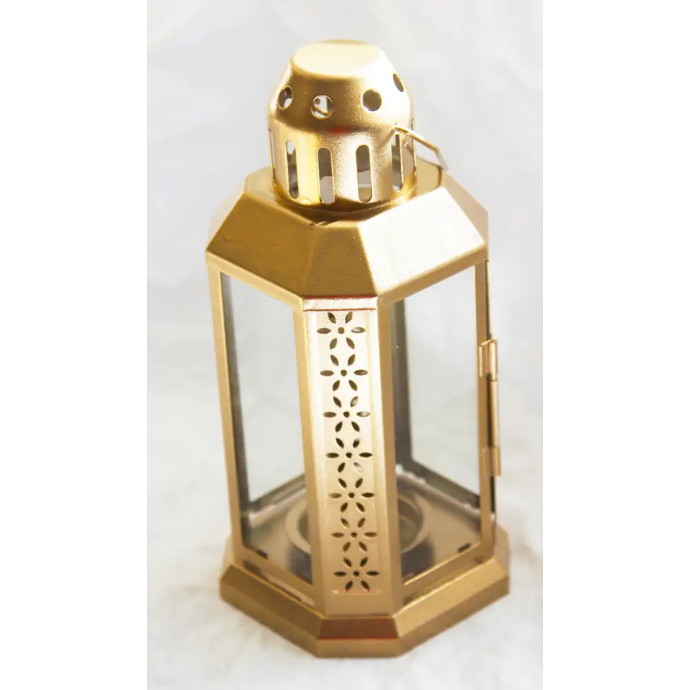 10 Pack of Gold Metal Miners Lantern Summer Xmas Wedding Home Party Room Balconey Deck Decoration 21cm Tealight Candle