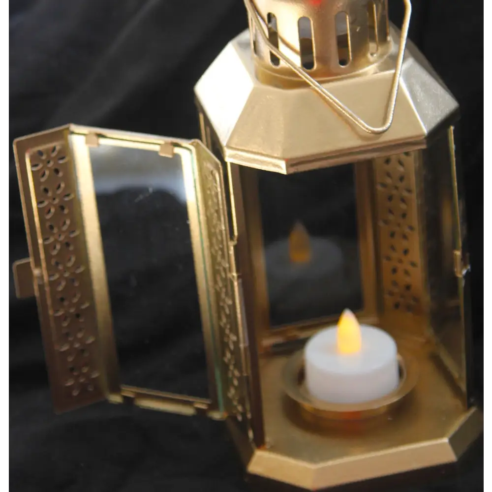 10 Pack of Gold Metal Miners Lantern Summer Xmas Wedding Home Party Room Balconey Deck Decoration 21cm Tealight Candle