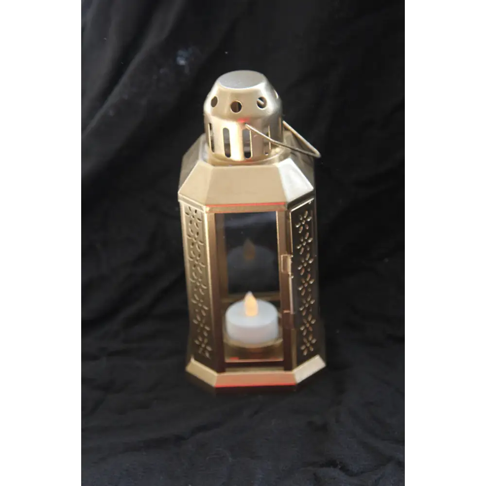 10 Pack of Gold Metal Miners Lantern Summer Xmas Wedding Home Party Room Balconey Deck Decoration 21cm Tealight Candle