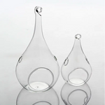 10 Pack of Hanging Clear Glass Tealight Candle Holder Tear Drop Pear Hour Glass Shape - 20cm High Terrarium Plant Mini
