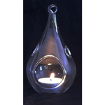10 Pack of Hanging Clear Glass Tealight Candle Holder Tear Drop Pear Hour Glass Shape - 20cm High Terrarium Plant Mini