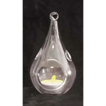 10 Pack of Hanging Clear Glass Tealight Candle Holder Tear Drop Pear Hour Glass Shape - 20cm High Terrarium Plant Mini