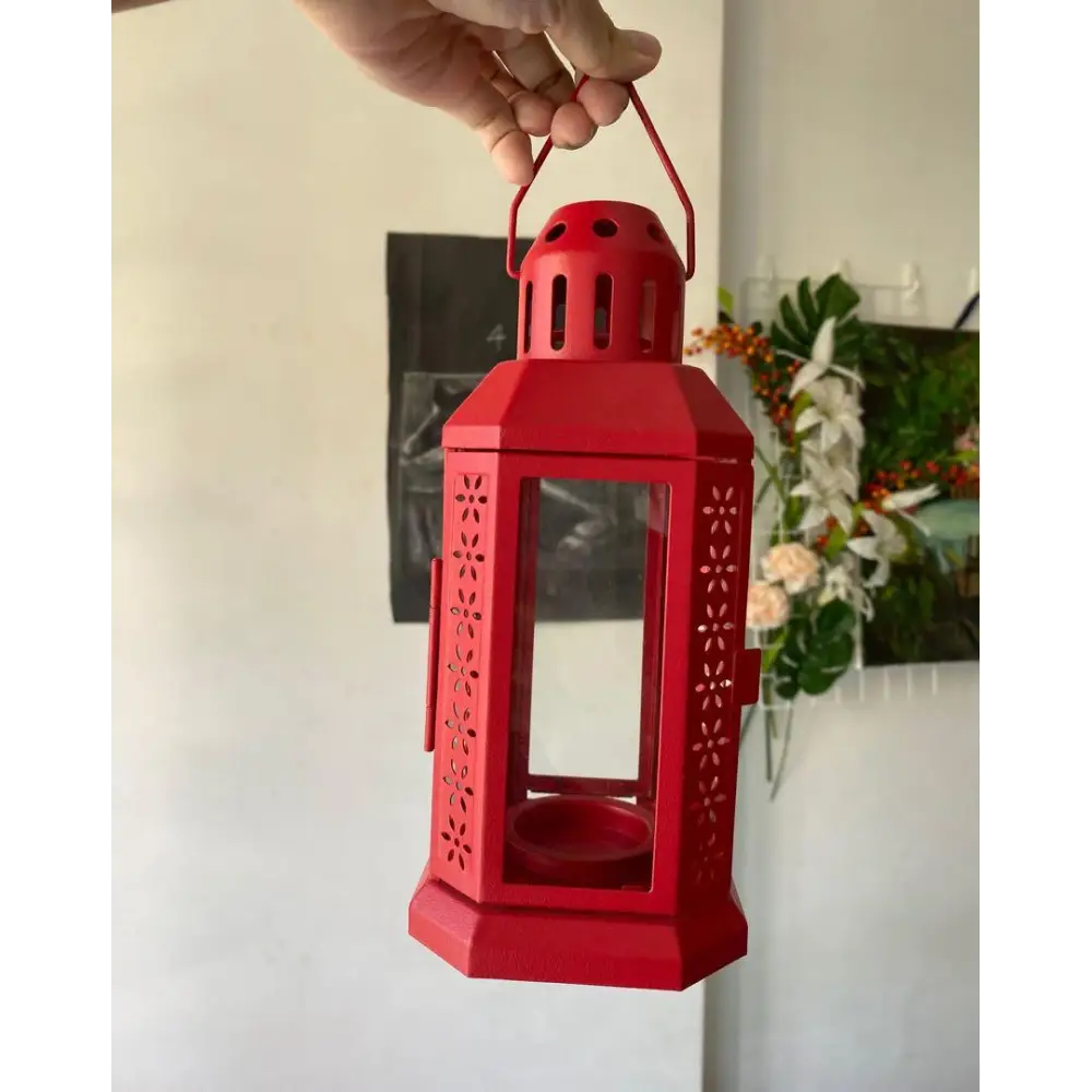 10 Pack of Red Metal Miners Lantern Summer Xmas Wedding Home Party Room Balconey Deck Decoration 21cm Tealight Candle