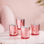 10 Pack Rose Gold Pink Votive Tealight Candle Holders Valentines Day Mercury Wedding Decor Glass Candlestick Party