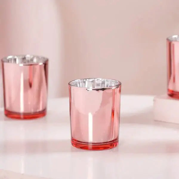 10 Pack Rose Gold Pink Votive Tealight Candle Holders Valentines Day Mercury Wedding Decor Glass Candlestick Party