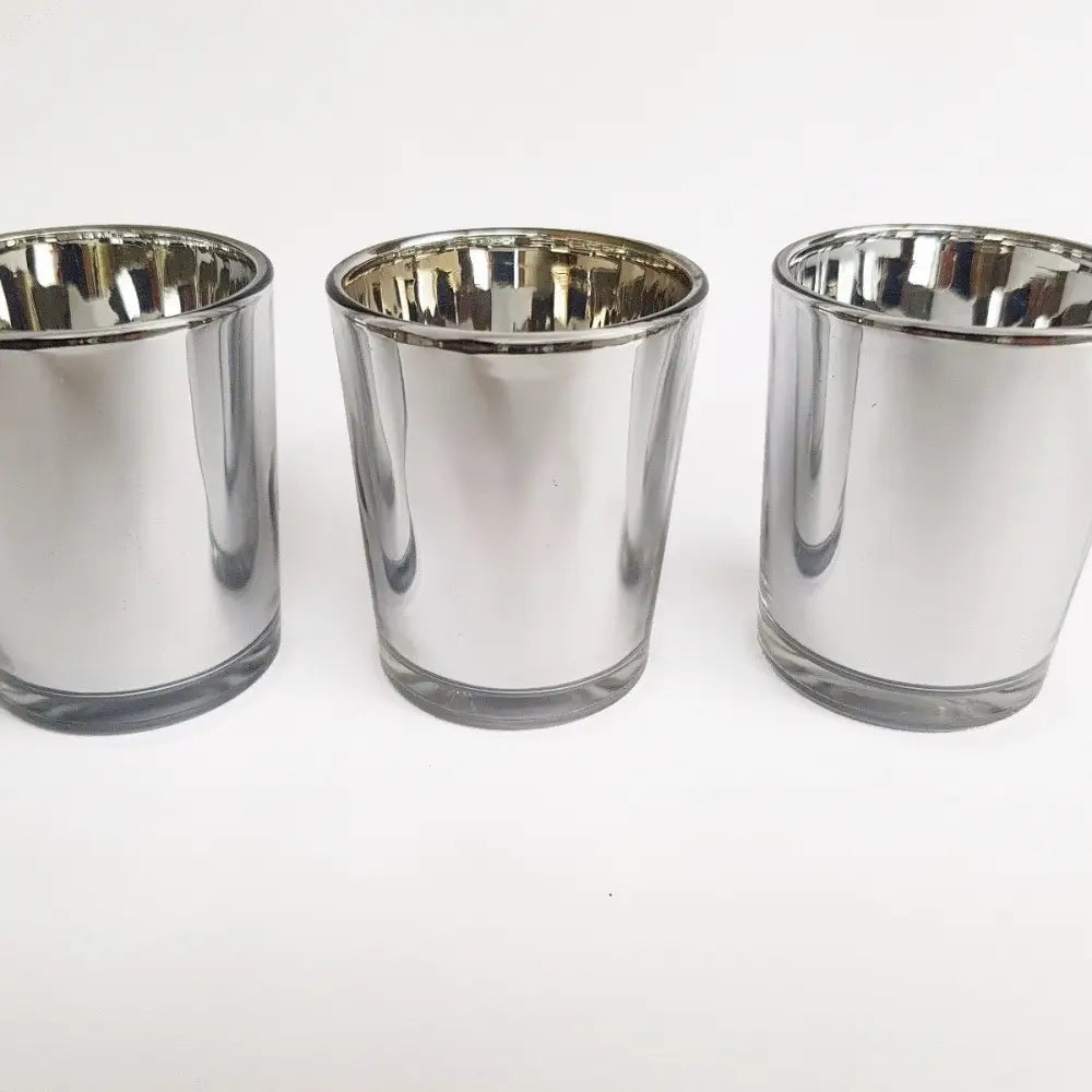 10 Pack Silver Mercury Glass Votive Candle Holders Set For Wedding Bridal And Baby Shower Party Function or Home Decor