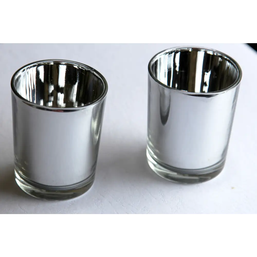 10 Pack Silver Mercury Glass Votive Candle Holders Set For Wedding Bridal And Baby Shower Party Function or Home Decor