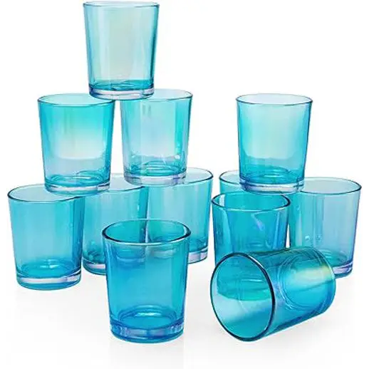 10 Pack Turquoise Glass Votive Tealight Candle Holders House Party Cenrepiece Xmas Wedding Decor Glass Candlestick
