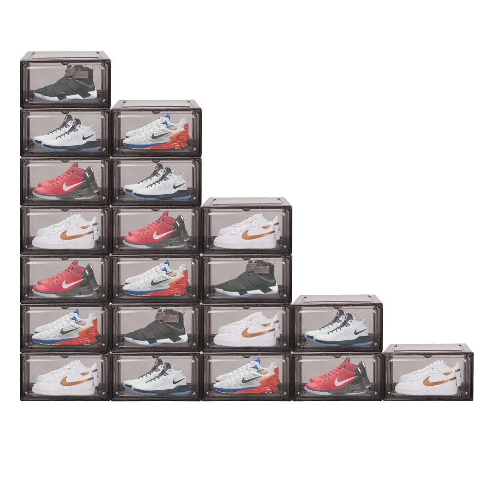 10 Piece Premium Acrylic Shoe Box Sneaker Display Storage Case Boxes Magnetic Door Au - Furniture > Living Room > Shoe