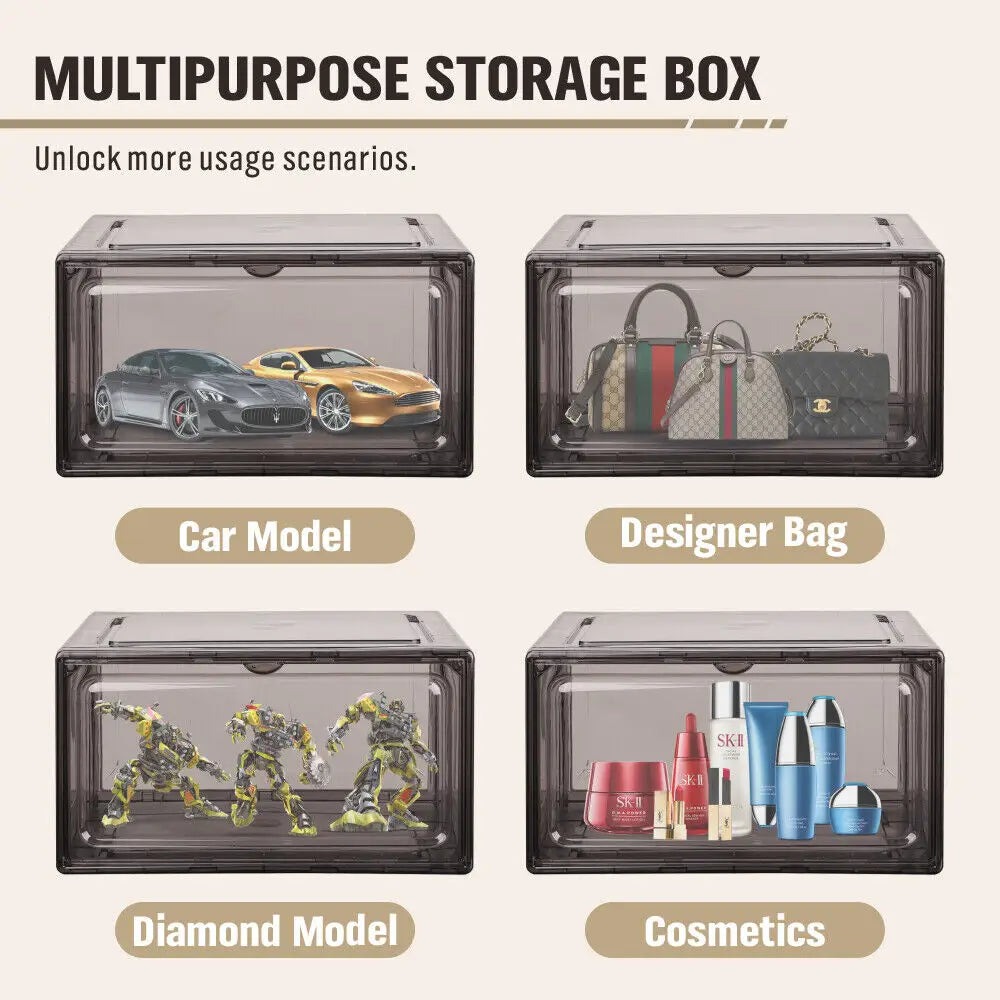 10 Piece Premium Acrylic Shoe Box Sneaker Display Storage Case Boxes Magnetic Door Au - Furniture > Living Room > Shoe