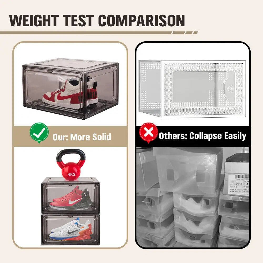 10 Piece Premium Acrylic Shoe Box Sneaker Display Storage Case Boxes Magnetic Door Au - Furniture > Living Room > Shoe