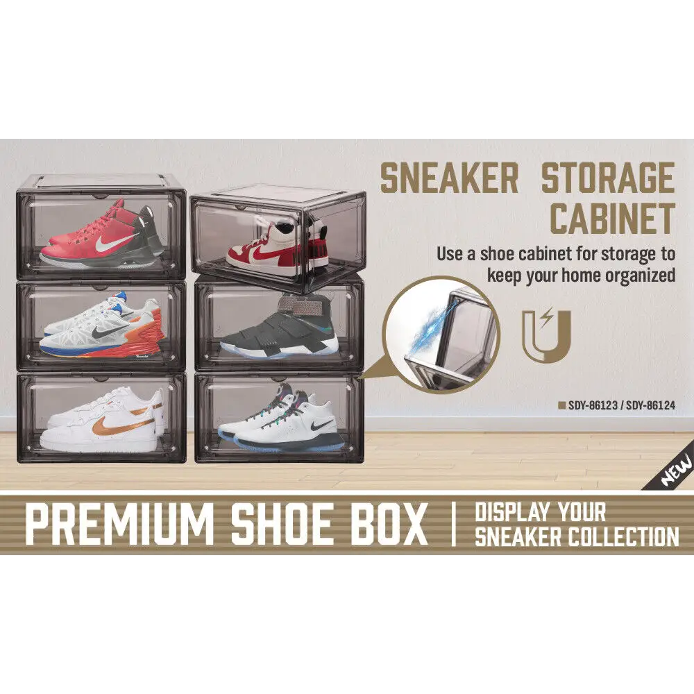 10 Piece Premium Acrylic Shoe Box Sneaker Display Storage Case Boxes Magnetic Door Au - Furniture > Living Room > Shoe