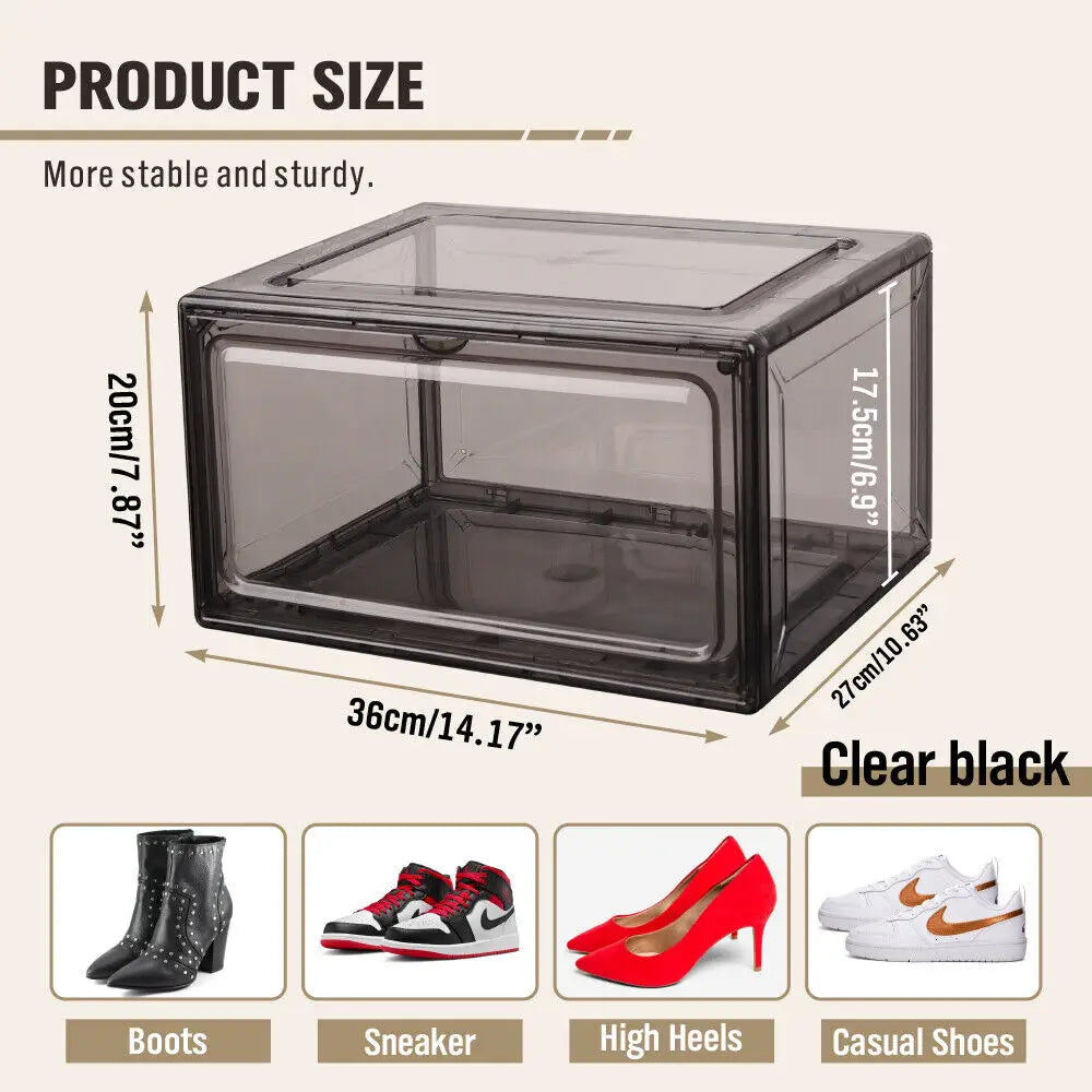 10 Piece Premium Acrylic Shoe Box Sneaker Display Storage Case Boxes Magnetic Door Au - Furniture > Living Room > Shoe