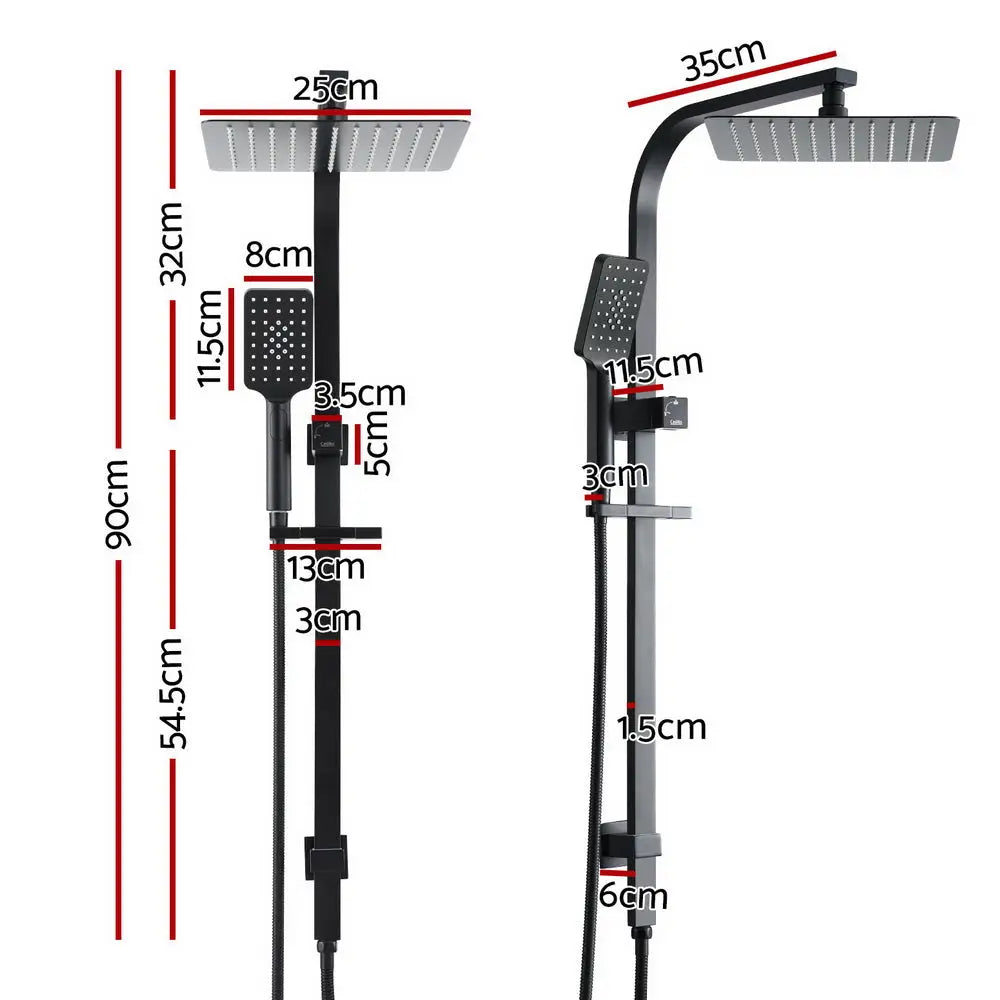 10’’ Rain Shower Head Set Handheld Square High Pressure Black - Furniture > Bathroom > Shower Heads & Screens