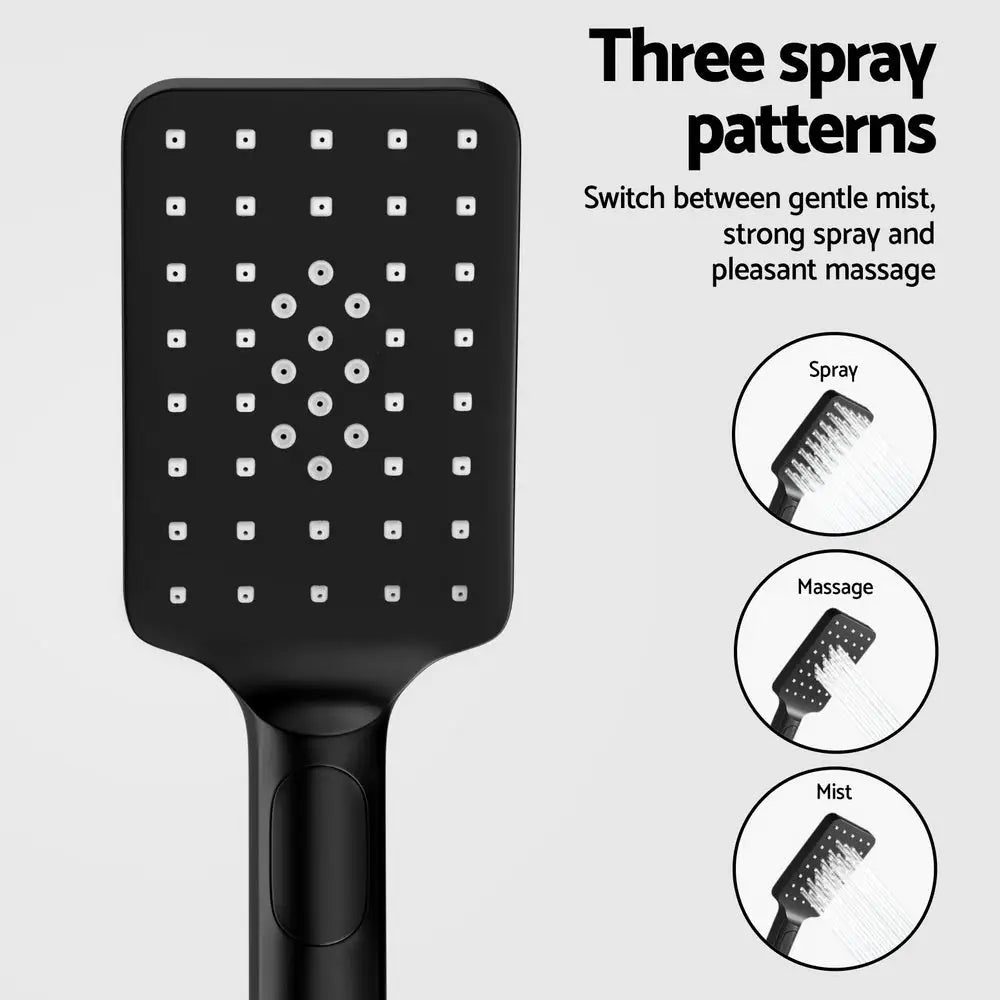 10’’ Rain Shower Head Set Handheld Square High Pressure Black - Furniture > Bathroom > Shower Heads & Screens