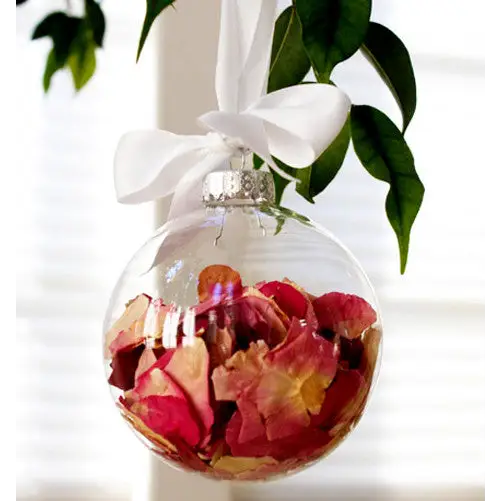 10 x Glass Bauble 6cm Diameter Round Clear with Silver Cap - table or tree centrepice personal memory theme craft gift