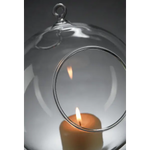 10 x Hanging Clear Glass Ball Tealight Candle Holder - 8cm Diameter / High - Wedding Globe Decoration Terrarium