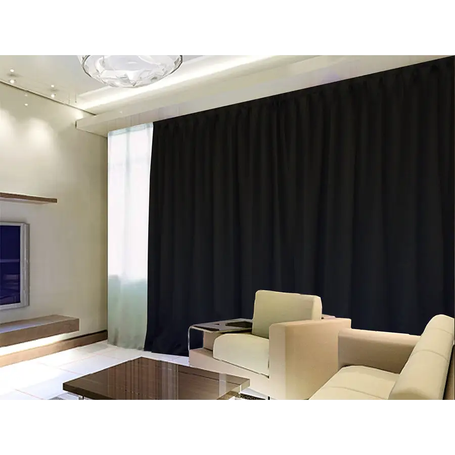 100% Blockout Curtain 1x280x270cm PINCH PLEAT Blackout High Level Fabric Black - Home & Garden > Curtains > Curtains &