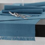 100% COTTON Ribbed Table Runner Dusk Blue 45 x 150cm - Home & Garden > Kitchenware