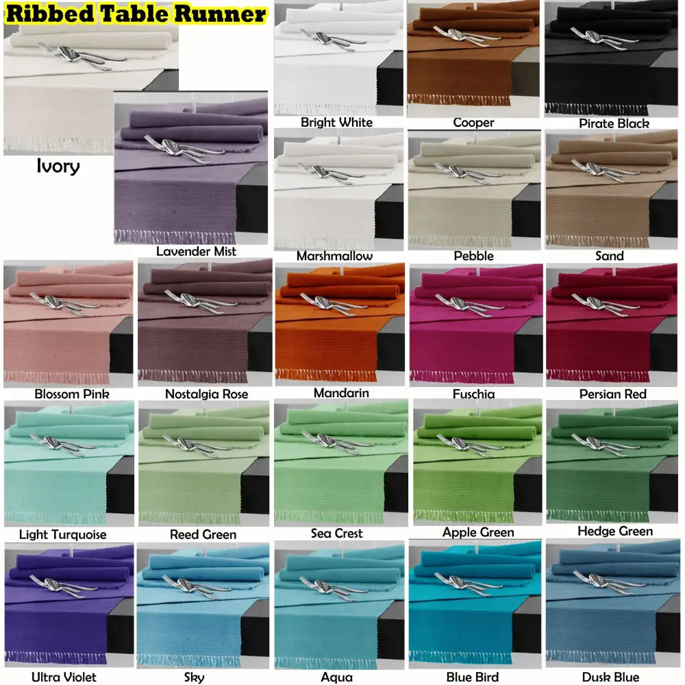 100% COTTON Ribbed Table Runner Nostalgia Rose 45 x 150cm - Home & Garden > Kitchenware