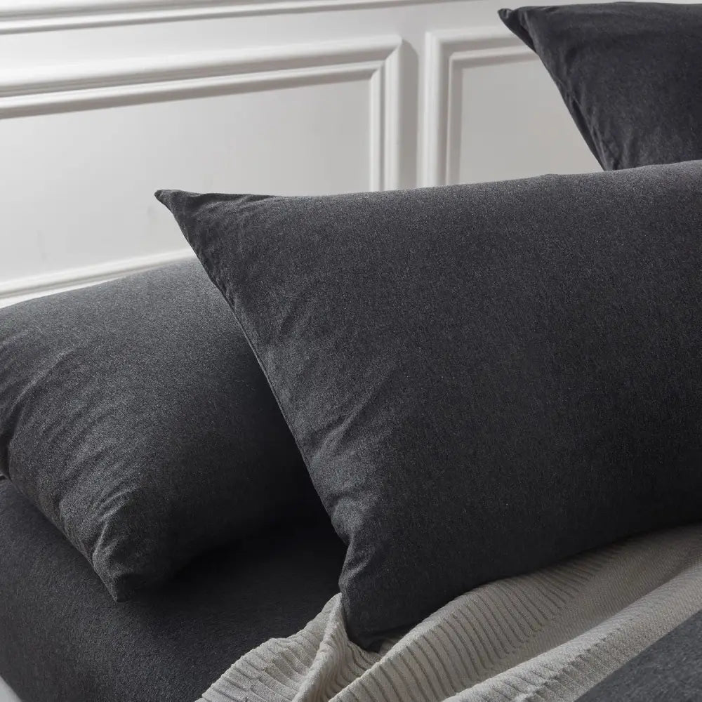 100% Jersey Cotton Quilt Cover Set - Black Marble - Single - Home & Garden > Bedding > Quilts & Duvets