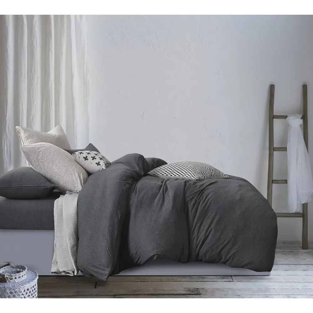 100% Jersey Cotton Quilt Cover Set - Black Marble - Single - Home & Garden > Bedding > Quilts & Duvets