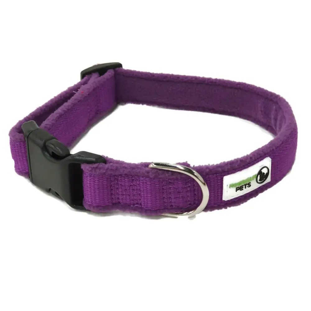 100% Pure Bamboo Fibre w/Fleece Lining Dog Collar Plastic Buckle - Moondidley Pets X-Small Purple - Pet Care > Dog