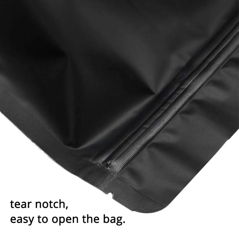 100 Resealable Mylar Stand Up Bags 29.5x22cm - Black Food Packaging Zip Pouch - Home & Garden > Kitchenware
