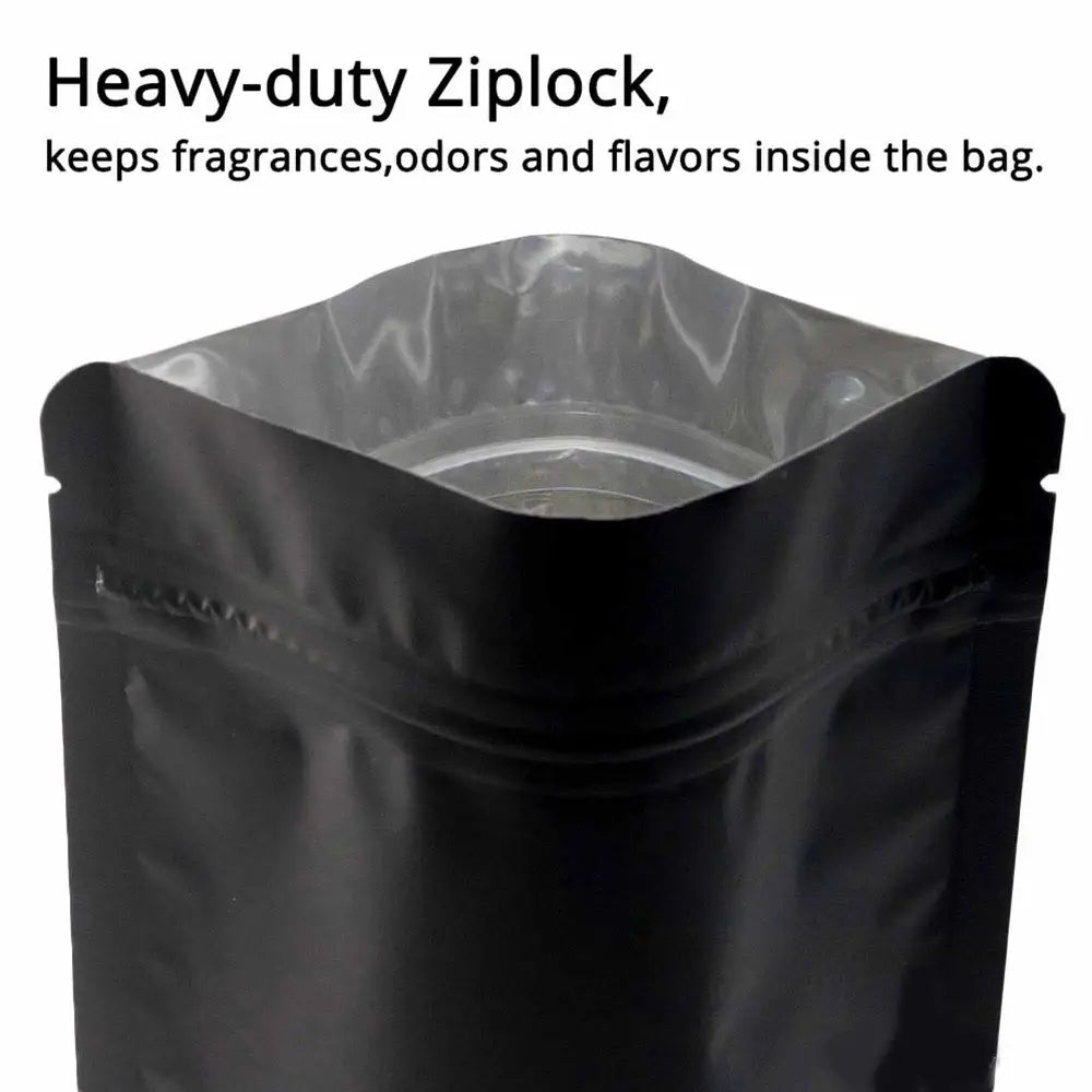 100 Resealable Mylar Stand Up Bags 29.5x22cm - Black Food Packaging Zip Pouch - Home & Garden > Kitchenware