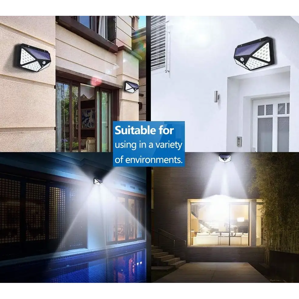 100 Waterproof LED Motion Sensor Solar Security Lights Outdoor (2pack) - Home & Garden > Garden Lights