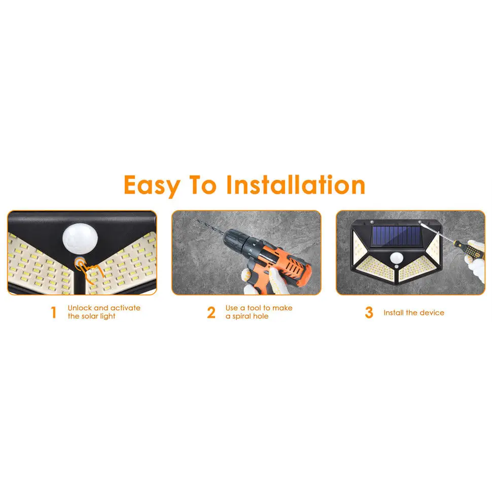 100 Waterproof LED Motion Sensor Solar Security Lights Outdoor (2pack) - Home & Garden > Garden Lights